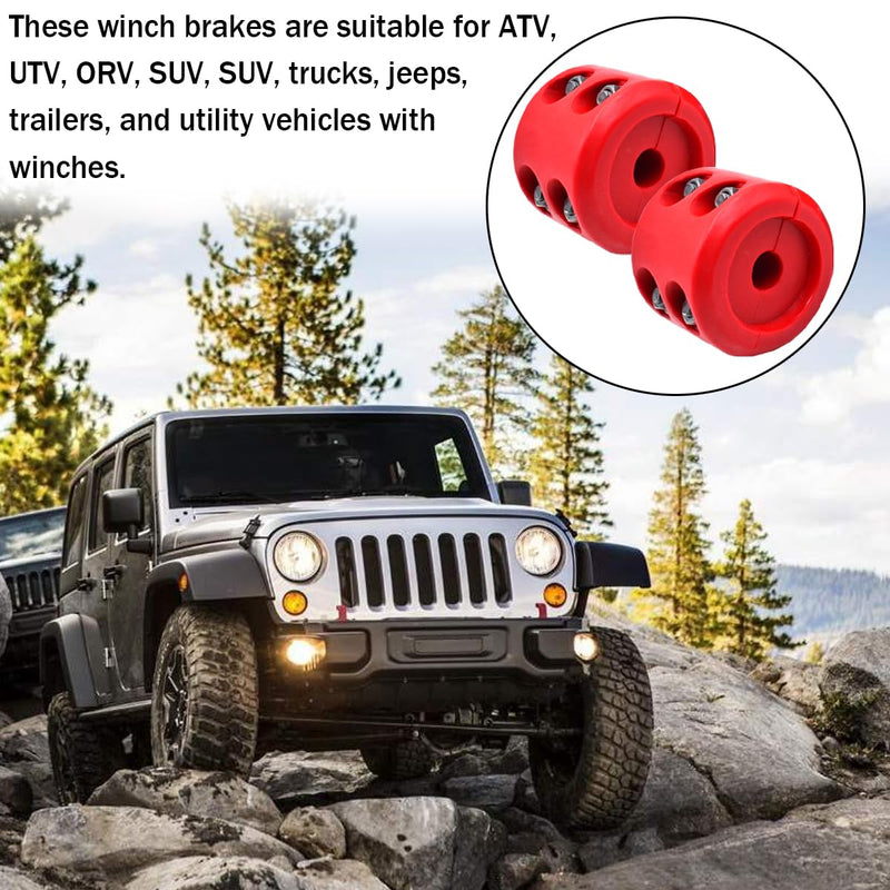 Car Rubber Winch Stopper for ATV UTV Truck, Cable Saver Hook Stopper Line for Synthetic Rope, Bump Shock Saver Dampener with Stainless Steel Screw and Nut, Quick Installation Tool (Red) Red