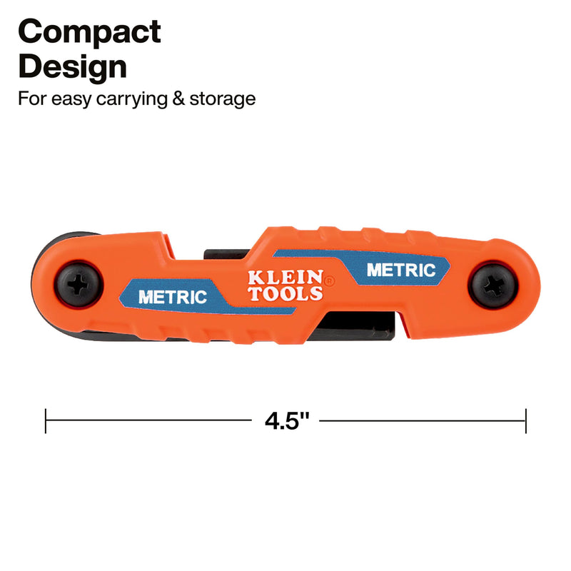Klein Tools 70543 3-Piece Compact Folding Hex Key Set, Metric, SAE, Torx Sizes, 25 Keys, Industrial Strength Heat Treated Alloy Steel TORX, SAE & Metric Kit