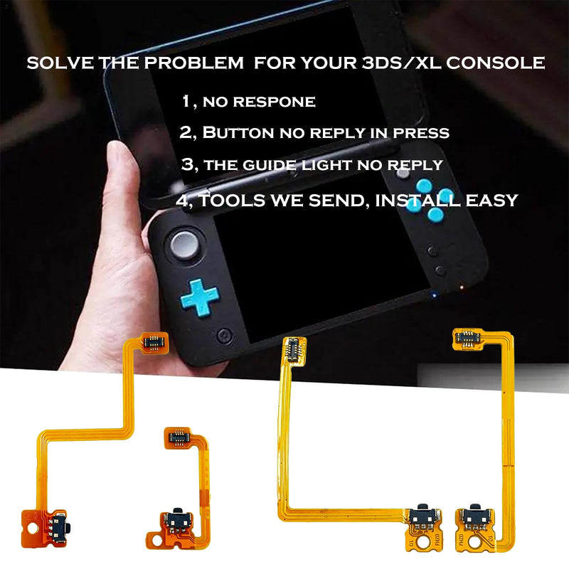Replacement Button for Nintendo 3DS XL LL LR Shoulder Key Ribbon Flex Cable | Left Right Accessories Parts with Repair Tools For 3DS XL