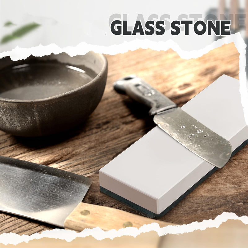 WILLBOND 15000# Glass Sharpening Stone 2 3/4" W x 8 3/4" L Whetstone Grit Single Side 0.2" Thick Wet Honing Knife Sharpener Oilstone 15000#