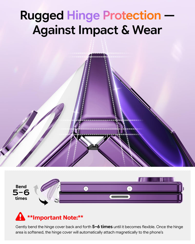 Meifigno for Samsung Galaxy Z Fold 8 Case Compatible with MagSafe, Violet | Raised Camera Protection, Rugged Hinge Protection, Metallic Glossy Plated Edge & Crystal Clear Back, Detachable Glitter Card Cobalt Violet