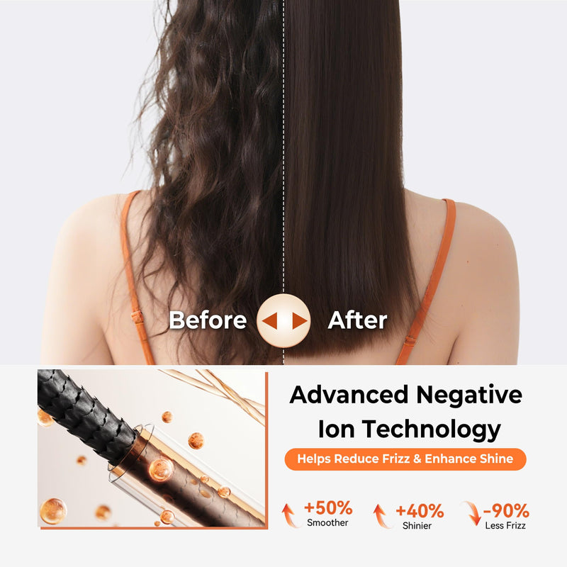 Hair Dryer Brush, 5 in 1 Hair Styler Hot Air Brush Multi Air Styler | With Interchangeable Heads, Negative Ionic Technology, Upgrade Auto Airflow Curl System, 3 Temperature Settings Gold