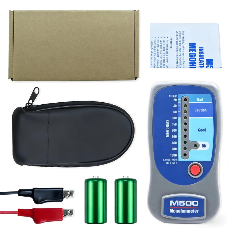 M500 Insulation Tester MEGOHMMETER, Compatible with Supco M500 Electronic Megohmmeter, Multimeter Tester, Compressor Tester HVAC, 1000 Megohms at 500 Volts, with Soft Carrying Case
