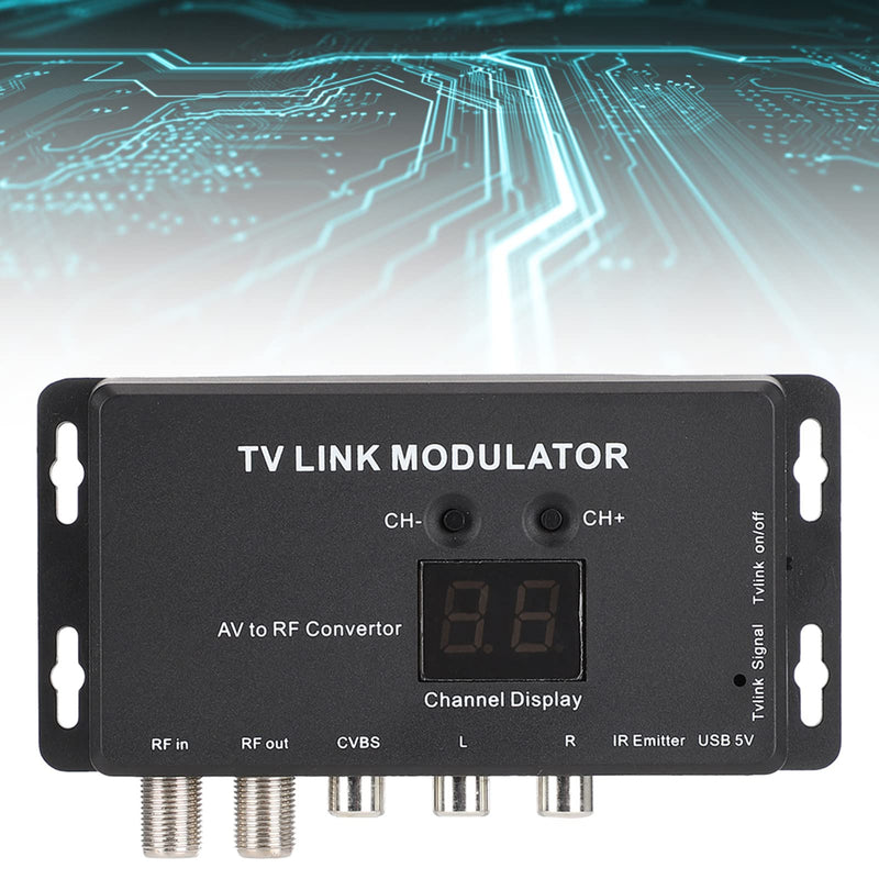 IR Modulator, TM70 UHF TV Link Modulator AV to RF Converter IR Extender Adapter with Channel Display, USB Cable, Receiving Cable