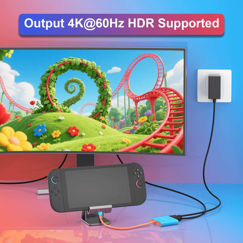 Switch 2 TV Dock fo Switch 2/Switch/Switch OLED, Portable TV Docking 3-in-1 USB C Hub with 4K@60Hz HDR, USB-A Port,100W Fast Charging