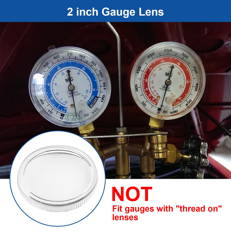 2" Replacement Clear Lens Covers, 1/4 Turn Twist Lock Protective Lens Replacement Regulator Gauge Cover, Clarity Universal Lens Cover Fit for Most 2 inch Digital Pressure Gauge, 4 Lenses