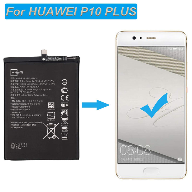 Replacement Battery HB386589ECW for Honor V10 Huawei Mate 20 Lite SNE-LX3 SNE-LX1 P10 Plus with Repair Tool Kit