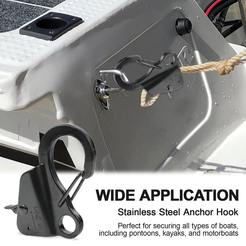 Leero 2PCS/4PCS Stainless Steel Anchor Hook, Load Capacity 8,000 lbs Boat Anchor Hook, Boat Anchor Hook Clip for 3/8“ - 5/8” Boat Anchor Rope with Quick Release for Small Boat Pontoons and Kayaks 2 Pack
