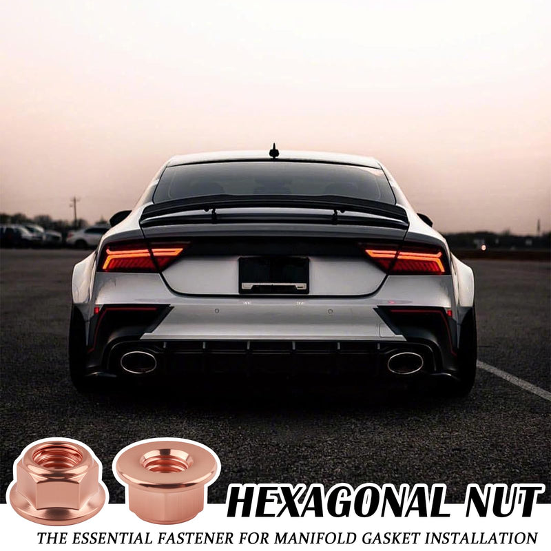 10PCS M8×1.25 Exhaust Manifold Gasket Nut,Professional Hexagonal Exhaust Nut Provide Good Sealing,Exhausts Manifold Kit Nuts for Exhausts System Replacement OEM#A1201420072