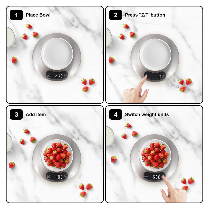 High Precision Food Cooking Scale Digital Kitchen Scale Touch Button Backlight Display (Grey) grey