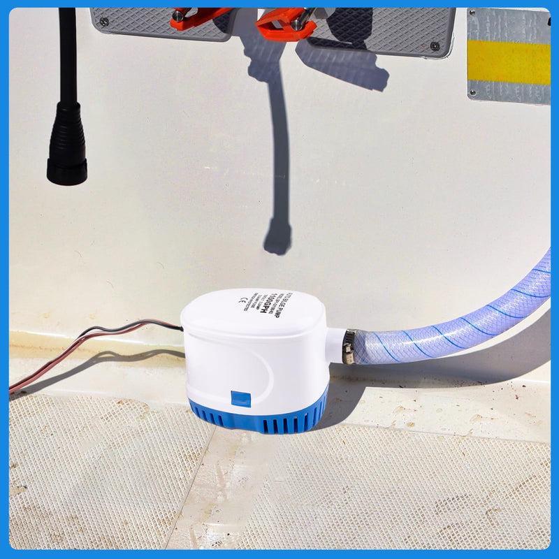 Luney Automatic Bilge Pumps for Boats 12v 1100GPH, Submersible Small Boat Bilge Pump with Float Switch, 1-1/8”(1.14IN or 29MM) Outlet Dia., 39IN 18AWG Wire(Blue)