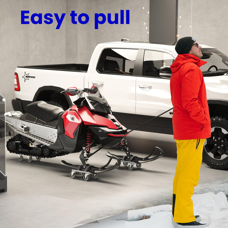 Snowmobile Dolly Sets Heavy Duty V-Slide with 3" PP/TPR Swivel Casters and Rubber Pad Protecting Skis 1500 lbs Capacity(Gray) Gray