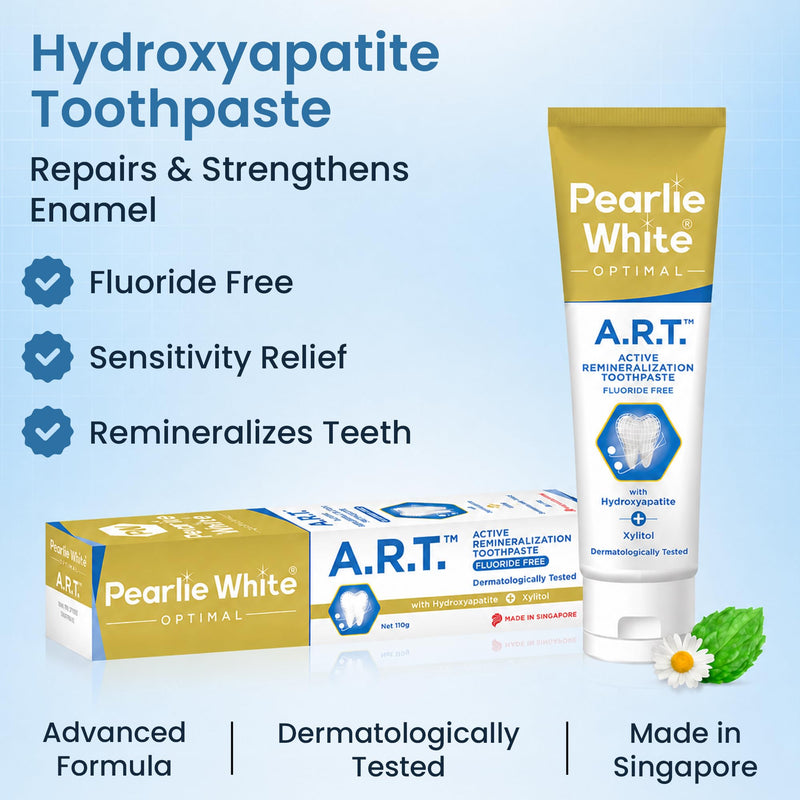 Pearlie White Active Remineralization Fluoride Free Toothpaste - 3.8oz/110gm - Remineralizing Toothpaste for Tooth Enamel Repair - Helps Remove Stains - Contains Hydroxyapatite and Xylitol - Pack of 2 1.9 Ounce (Pack of 2)
