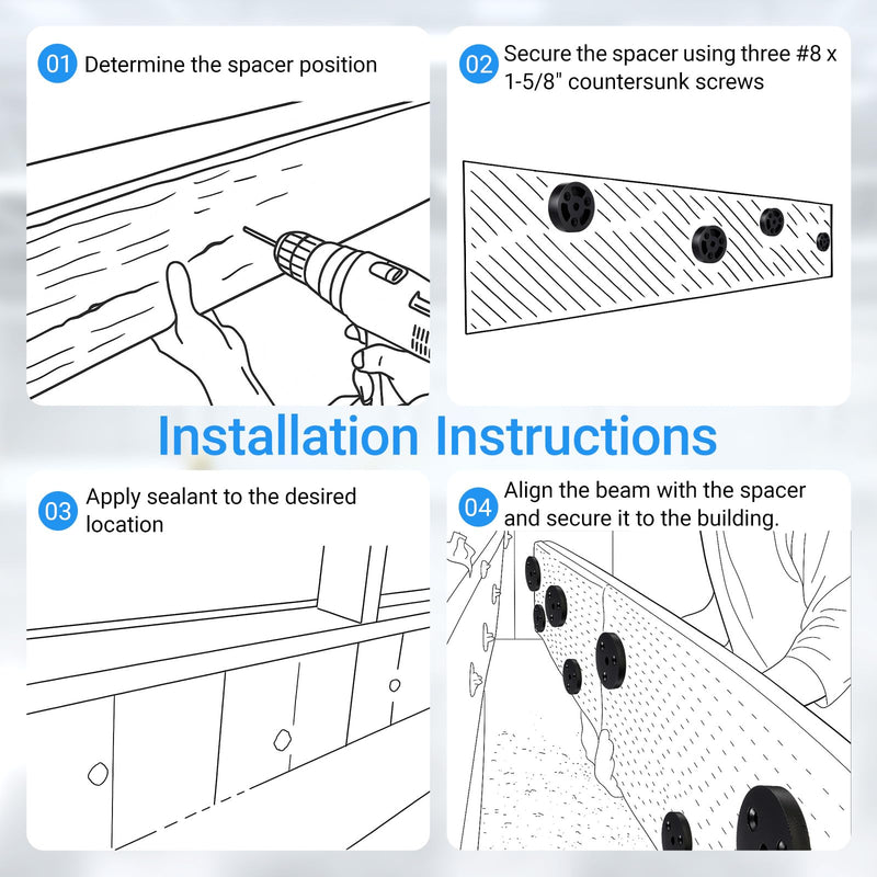 Moxweyeni 20 Pcs 2" x 1/2" Deck Board Ledger Spacers Bulk Drainage Spacer Building Tool Thick Polypropylene Prevent Rot from Occurring at Deck Ledger Connection Stair Stringers Shade Structures 2" X 1/2"