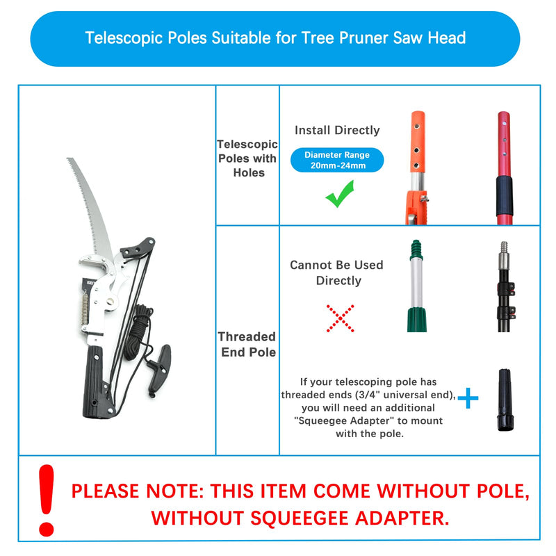 BAYTORY Extendable Tree Pruner Shears Head and Saw without Pole | High-Altitude 4 Pulleys Save Half of Your Effort, Pruning Trimmer Clipper for Plant Gardening Trimming Tool