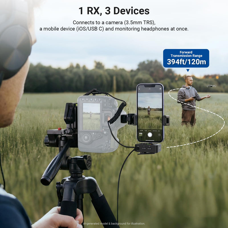 NEEWER CM26 MAX AI Wireless Lav Mic Compatible with iPhone 17 16 15 Android Camera PC, USB C Plug & Play App Control, 2 Level Noise Cancellation, 50h Total Battery, 120m Range, Apple MFi Certified
