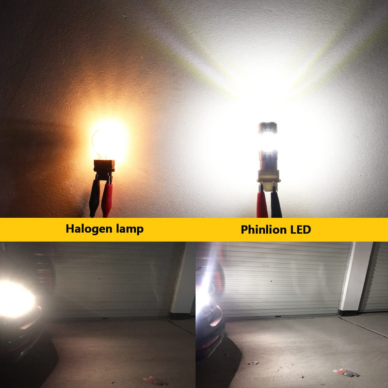 PHINLION 3200 Lumens 3157 LED White Bulb, 6000K Super Bright 3056 3156 3057 4114 4157 LED Bulbs for Backup Reverse Lights and DRL Daytime Running Lights, Pack of 2