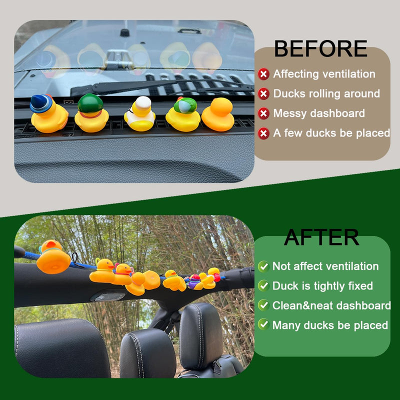 Duck Holder for Jeep,Rubber Ducks Holder for Jeep Wrangler YJ TJ JK JL & Gladiator JT, Hold 32 Rubber Ducks,Black Paracord Duck Mount Black