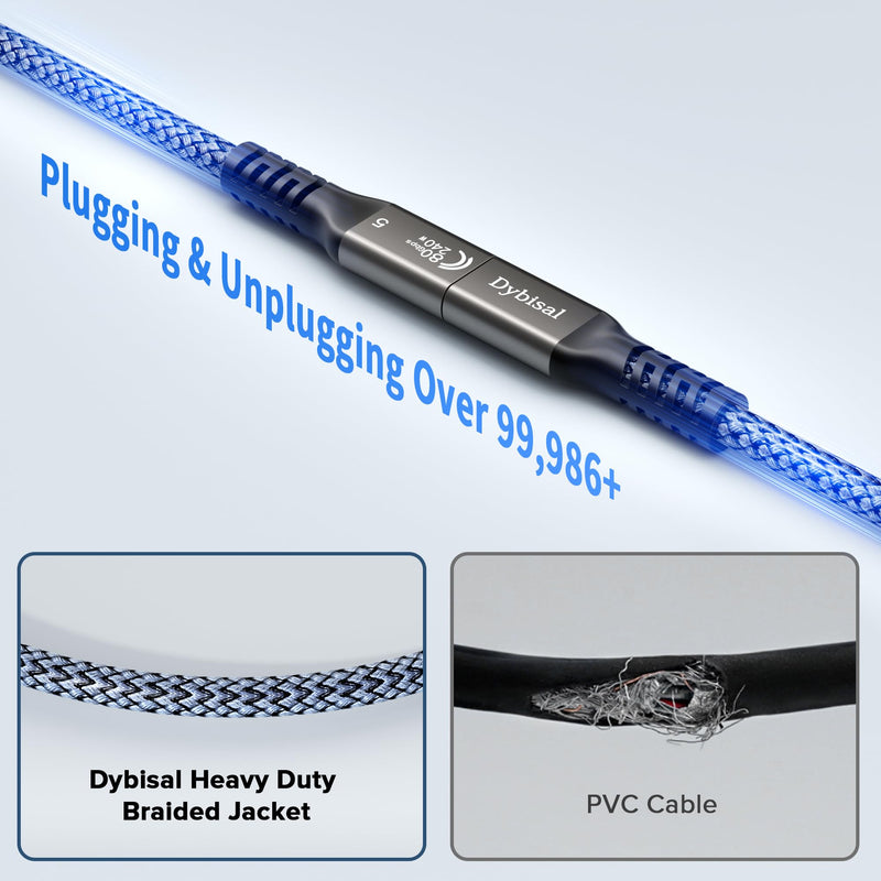 80Gbps Thunderbolt 5 Cable 6.6FT 2Pack Compatible, Braided USB4 2.0 Cable 8K@165Hz, 4K@540Hz, 120Gbps BW, 240W for iPhone 17, Mac mini, MacBook Pro, Studio Display, Galaxy, Thunderbolt 5/4, SSD, eGPU