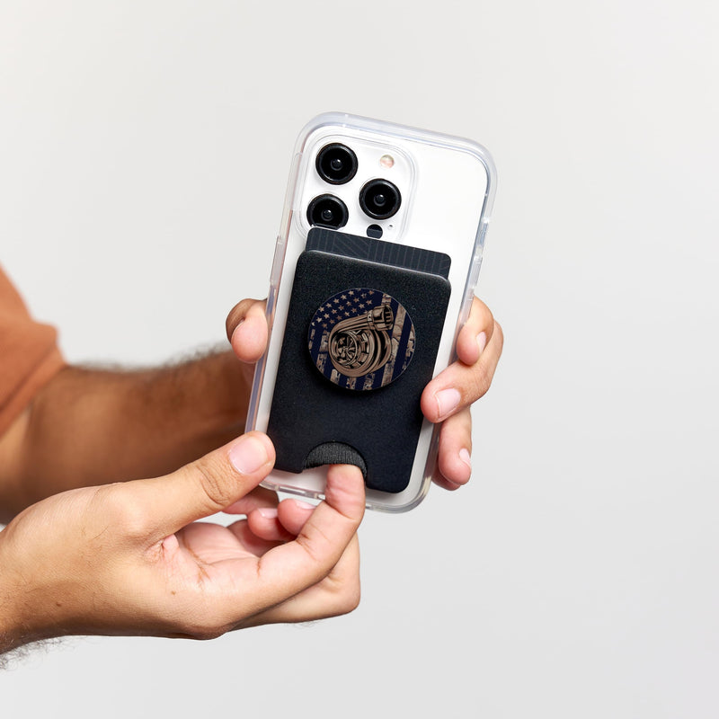 Camo American Flag Turbo - For Car Tuning Lover PopSockets PopWallet for MagSafe Magnetic PopWallet