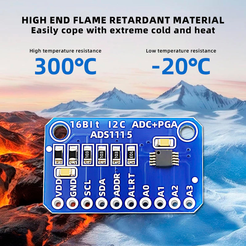 4PCS ADS1115 16 Bit 16 Byte 4 Channel I2C IIC Analog-to-Digital ADC PGA Converter with Programmable Gain Amplifier High Precision ADC Converter Development Board