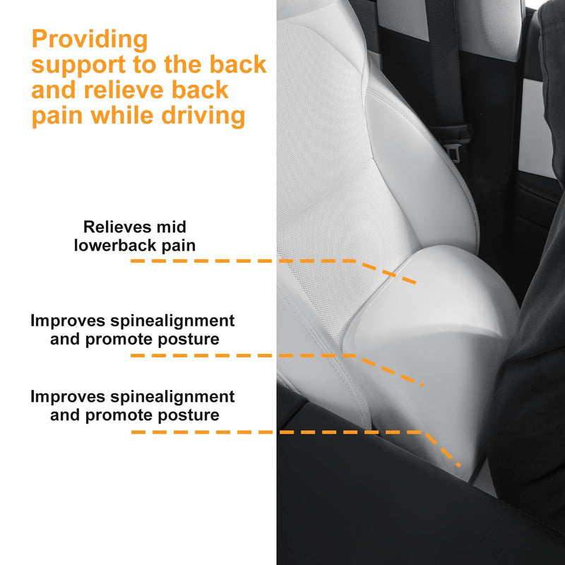  [AUSTRALIA] - Memory Foam Lumbar Support Pillow for Tesla Model 3 Model Y Model S/X Cybertruck Model 3 Hidden Model Y Juniper Accessories - Mid/Lower Back Support Cushion for Car Seat (White) Lumbar Support White 1pc