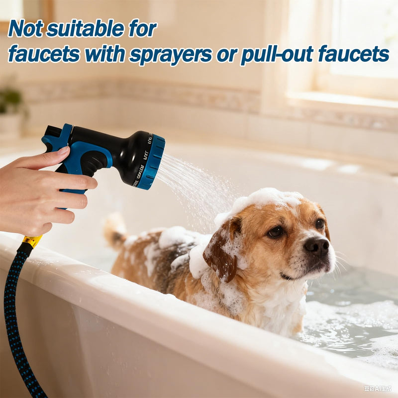 Indoor Sink Hose Attachment for Faucet - (50 FT) Faucet Hose with 7 Adapters for Kitchen Sink Bathroom Sink Faucet, Watering Houseplants, Washing Pets, Household Cleaning, Car Washing 50FT