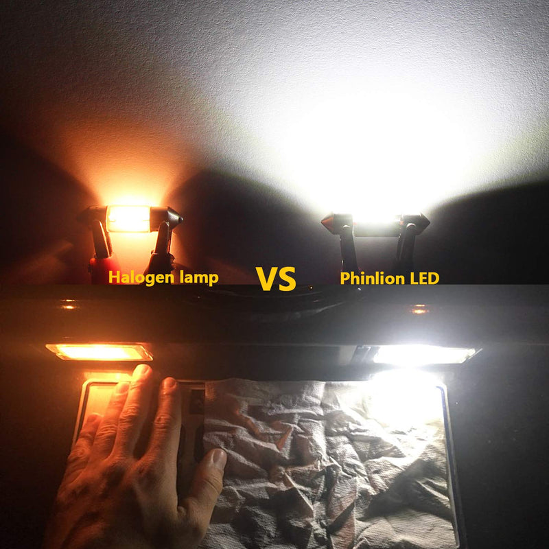 PHINLION 211-2 212-2 578 LED Light Bulb Super Bright 500 Lumens Festoon 41mm 42mm 6000K White LED Bulbs Replacement for Car Truck Interior Map Dome Trunk Courtesy Lights