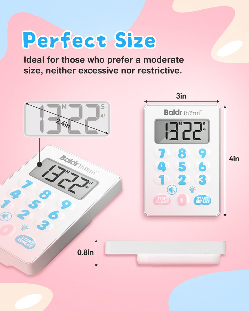 BaldrTherm Digital Kitchen Timer, Magnetic Waterproof Countdown Timer for Cooking, Shower, Workout, Classroom, Hair Color Processing, Cute.