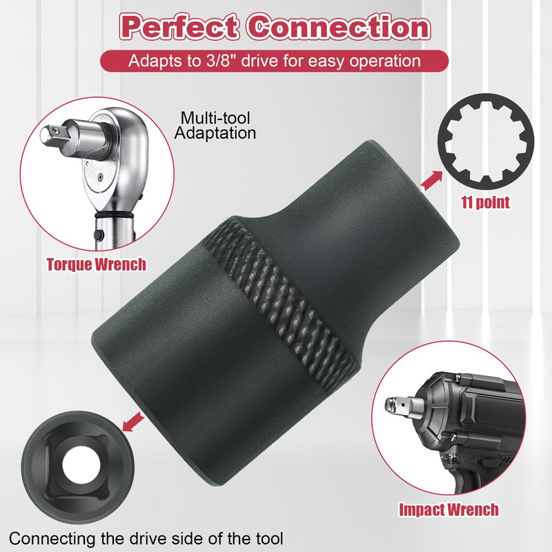 Feekoon 2 Pack 3/8" Brake Caliper 11 Point Socket Truck Brake Caliper Socket 3/8" Drive Replacement for European Trucks Compatible with Bendix Adb 22x, Adb 225, Sn6, Sn7, Sk7 Air Disc Calipers