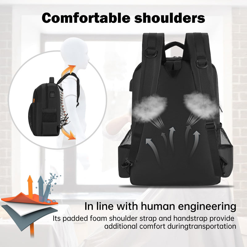 Barber Supplies Bag, Portable Backpack Bags Organizer for Clippers and Supplies, Travel Hairstylist Clipper Case for Barber Hair Cutting Kits with USB Port 12.1"x4.6"x17.2"