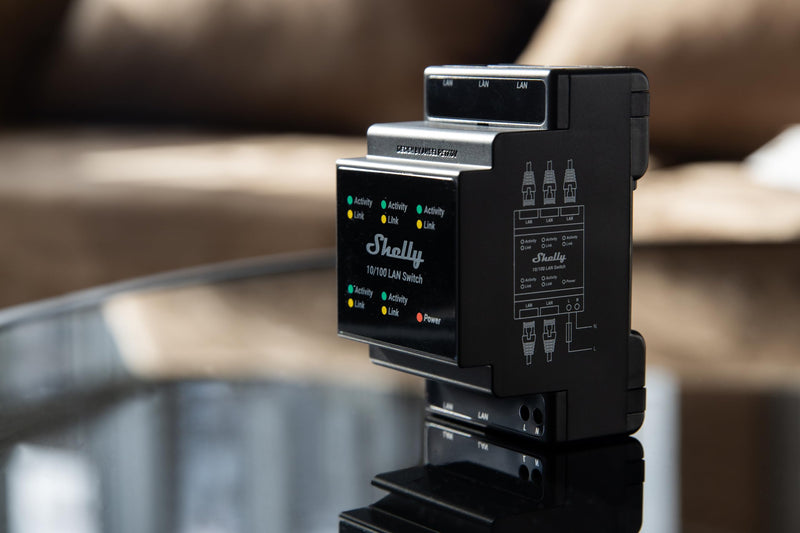 Shelly LAN Switch | 5 Port RJ45 10/100 Mbps Fast Ethernet Switch | DIN-Mountable | Fanless | Plug & Play | Energy-Saving | Easy Installation & Configuration | No Additional Adapter Required