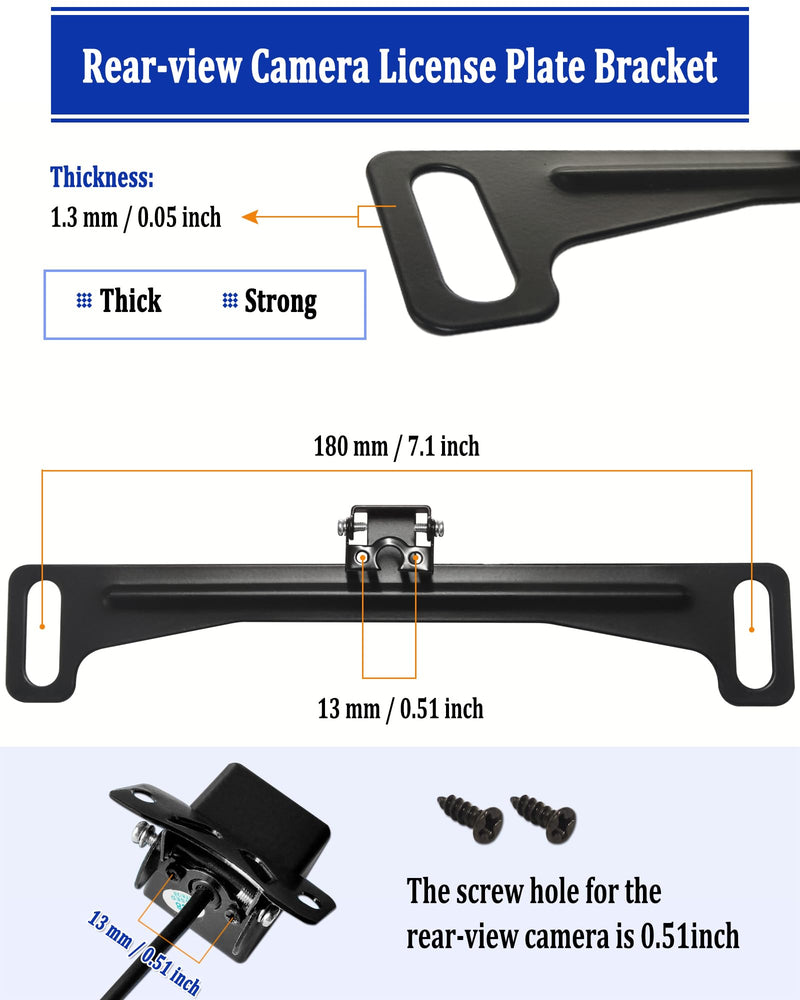 Aootf Universal Car Rear View Camera License Plate Bracket Kit, Black License Plate Frame and Backup Camera Holder, Dash Cam Mirror Camera Mount Kit- Only for Backup Rearview Camera