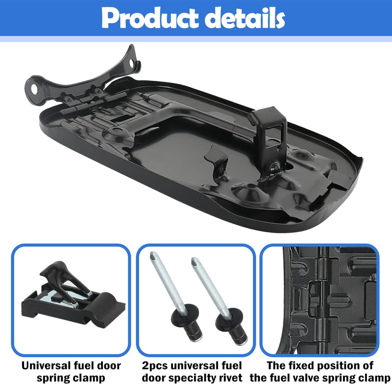 Fuel Filler Door Lid Cover with Rivet with Spring Clip for Toyota RAV4 2006-2012 Replace 77350-42070 Gas Tank Cover Cap