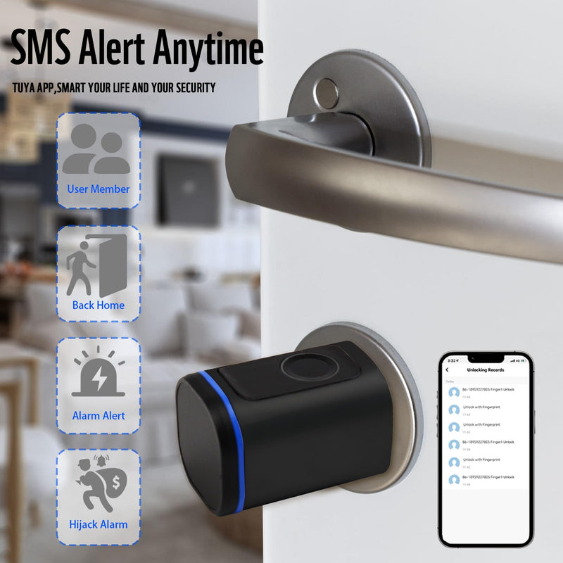 Intelligent Door Locks Fingerprint IC Card Key Cell Phone Application Household Intelligent Electronic Locks Applicable to Wooden Iron Security Door Black