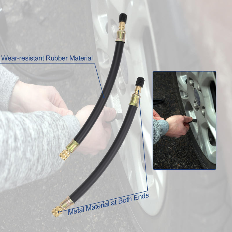 2pcs Tire Rubber Valve Extension Tube Extender, Valve Stem Extender Tire Inflation Extension Hose Tire Valve Extension Tool for Car Tire Motorcycle Bicycle RV Inflatable Extension Nozzle