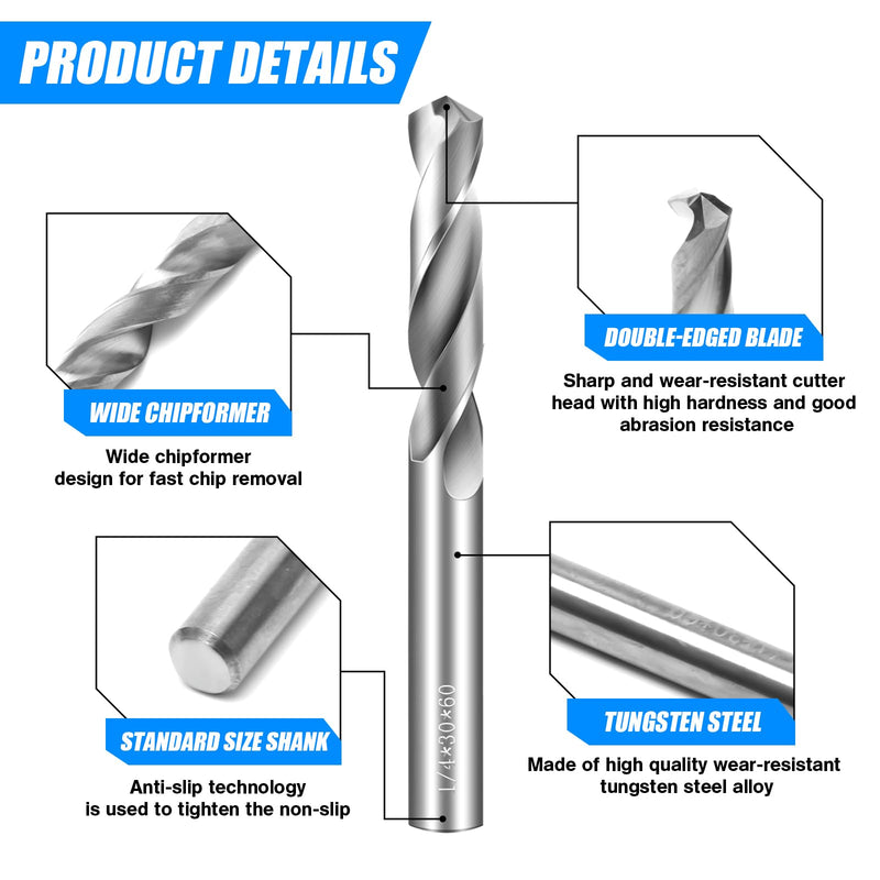 5mm Drill Bits Solid Carbide Drill Bits, Metric Drill Bit Set, Tungsten Carbide Drill Bit Set for Stainless Steel Hardened Steel Cast Iron Alloy Copper, 2 Pcs 5mm