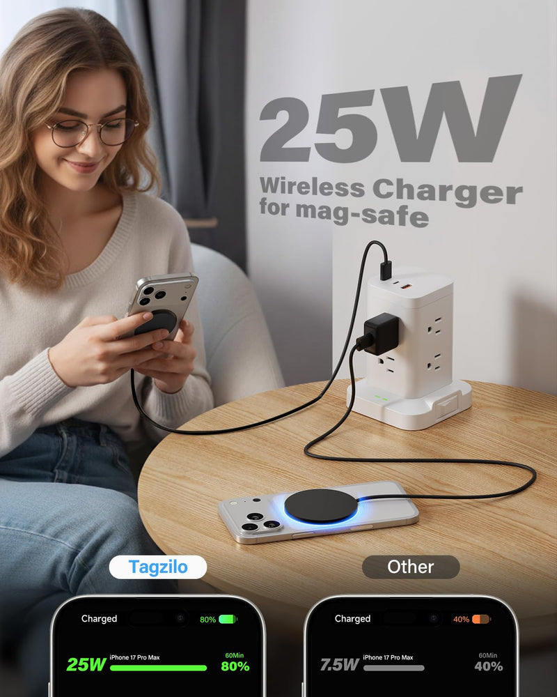 2Pack Magnetic Wireless Charger 25W Fast Charger for iPhone 17/16/15/14/13/12 Series & AirPods, Portable Wireless Charging Pad for Travel Home Office Desk, 10FT-Black with Plugs Black