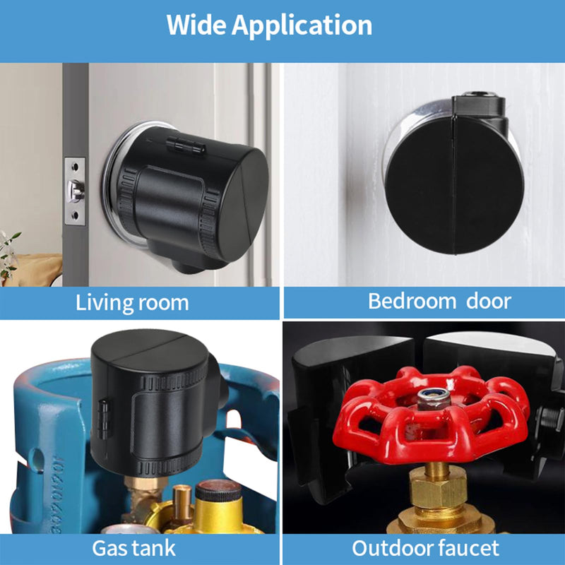 Child Proof Door Knob Cover Lock for Dementia Elderly Safety - Universal ABS Plastic Lock-Out Device for Bedroom, Bathroom, Gas Valve & Outdoor Faucets (Fits Most Circular Knobs)-2 Pack Black 2 Pieces