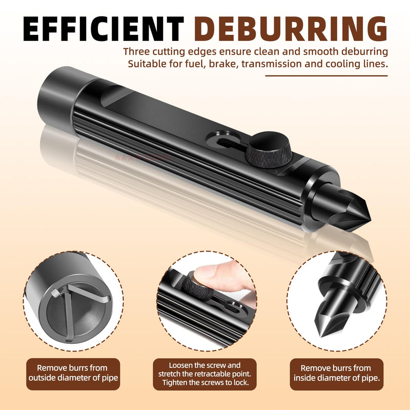 Brake Line Deburring Tool,Rimming & Deburring Tool for 3/16" to 1/2" Brake Line Tubing Deburring Tool,Fuel and Coolant Lines Hand Tools