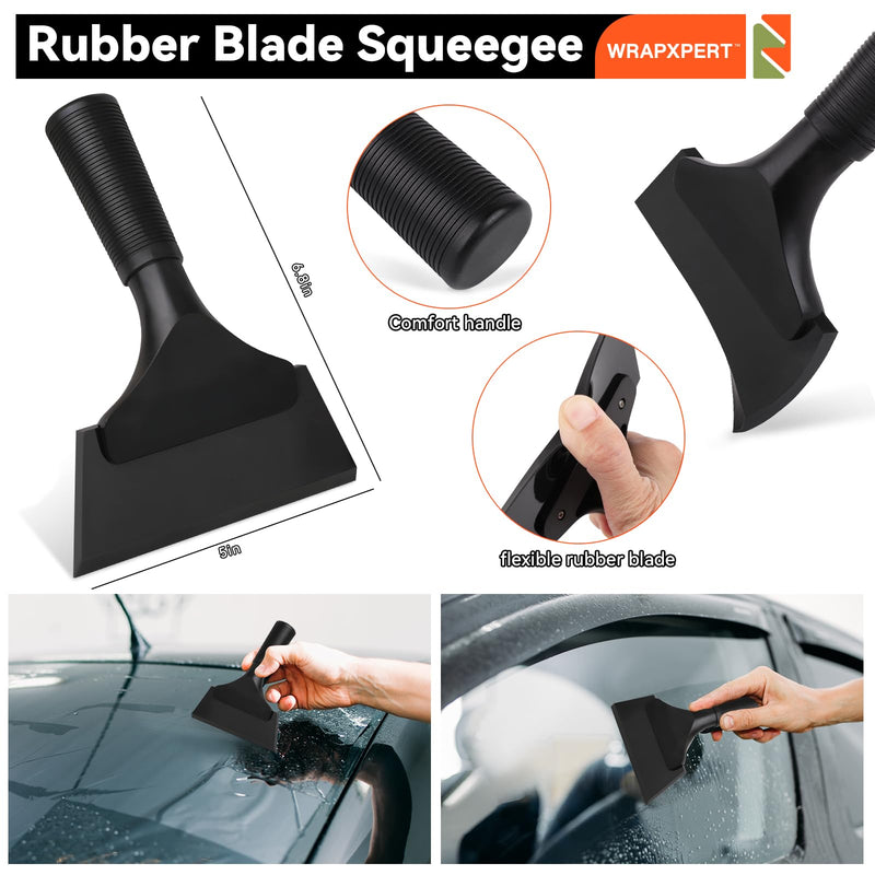 WRAPXPERT Window Tint Kit 15 PCS Vinyl Wrap Tools Kit Vehicle Glass Protective Film Installing Tool Included Squeegee Tool Kit, Plastic Scraper, Safety Film Cutter, Utility Knife with Blades Black