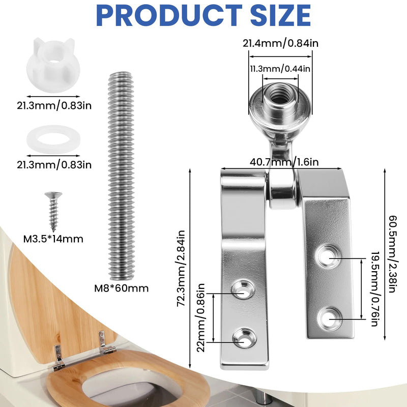 1 Set Universal Toilet Seat Hinges, Chrome-Plated Metal Hinges, Toilet Seat Replacement Parts with Bolts Screws and Nuts for Bathrooms, Hotels, Public Places 1 Set
