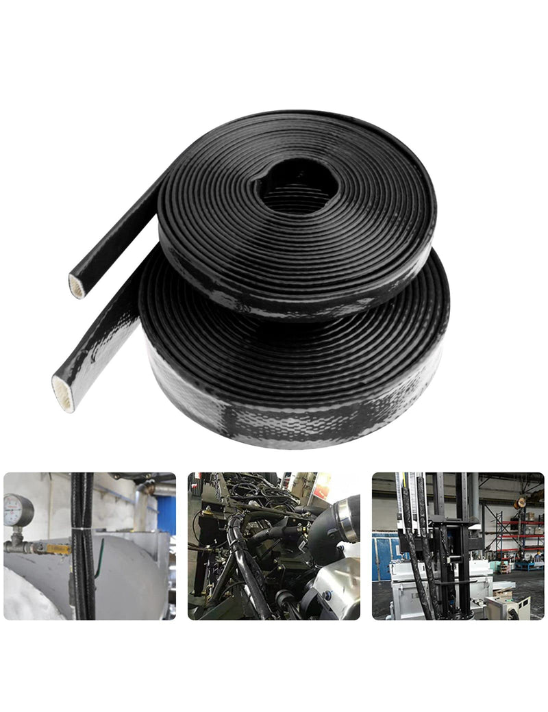 3/4"(19.05mm) ID Fire Sleeve Heat Sleeve Heat Shielded Fire Thermo Armor Silicone Coated Fiberglass for Automotive Hose Lines & Electrical Wiring,5 Feet(Black) Black 3/4" ID*5FT