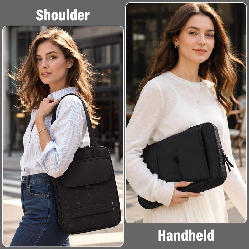 FGZ Laptop Shoulder Bag for Women,Black | Waterproof, Business Large Computer Handbag Purse Briefcase, Office Gifts for Women Black