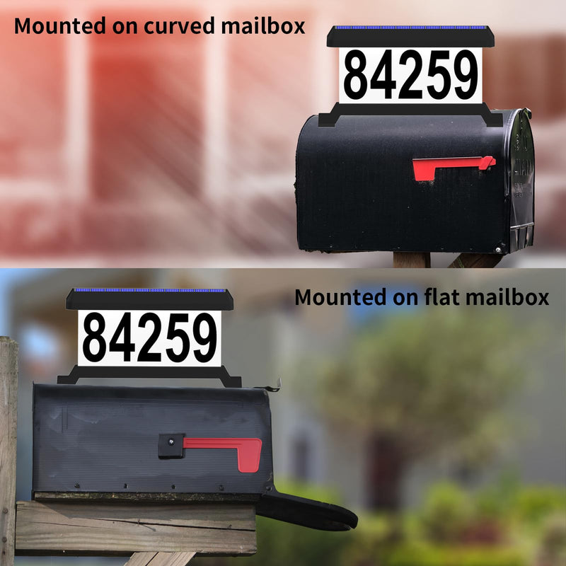 Solar Mailbox Numbers, Double sided Solar House Numbers for Outside, Waterproof RGBW Color Changing Remote Control, Lighted Modern Address Sign Solar Powered for Mailbox(solar rgbw) Black(solar rgbw)