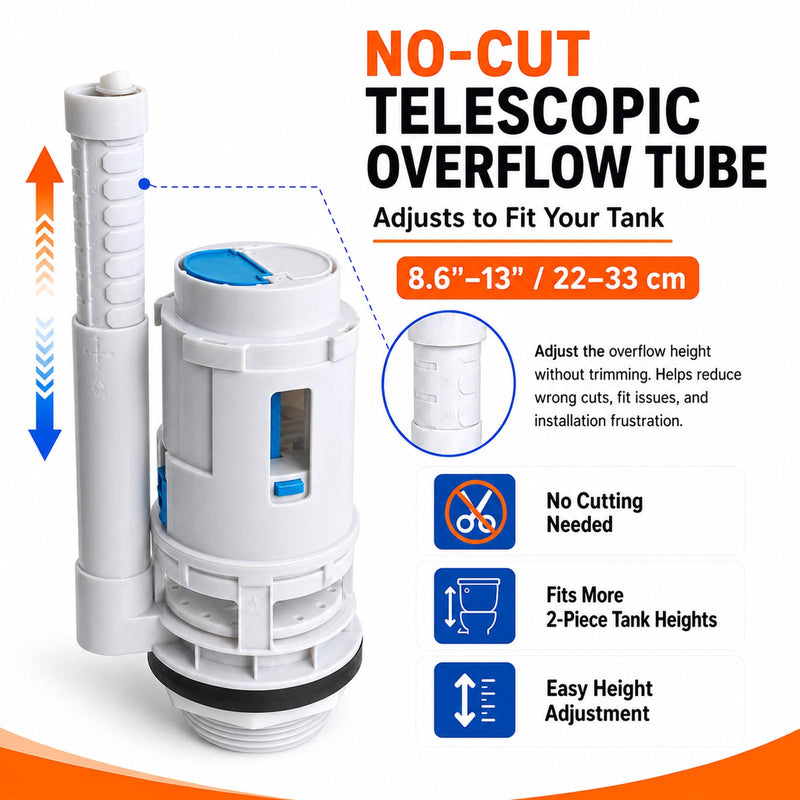 3 Inch Dual Flush Valve Replacement Kit for 2-Piece Toilets, Compatible with Glacier Bay, Toto, WaterRidge, AquaSource& More, Complete Toilet Repair Kit to Fix Leaks, Weak Flush & Wobbling (3 inch) 3 Inch