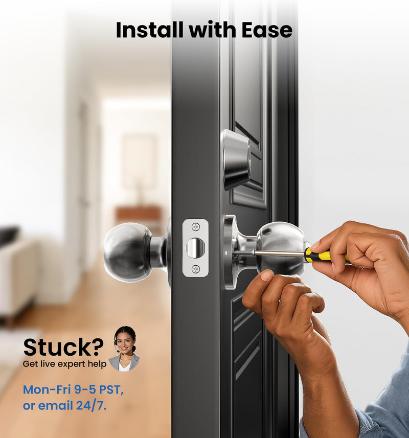Veise Keyed Alike Exterior Door Knob and Single Cylinder Deadbolt Combo Set, Easy Installation Keyed Same Entry Door Lock for and Entrance Front Door, Heavy Duty, Brushed Nickel 1