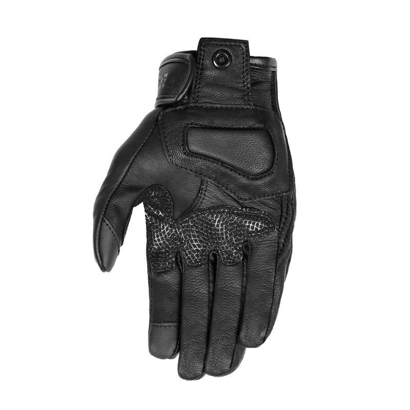 Updated Full Finger Leather Motorcycle Gloves Phone Touch Goat Skin Black Motorbike Riding Gloves (Updated,Non-Perforated, L) Updated,non-perforated Large