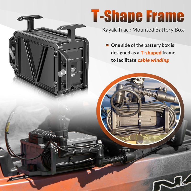 Track Mounted Battery Box for Fish Finders, Replace for YakAttack CellBlok (CLB-1002), Compatible with YakAttack Switchblade Transducer Arm, Fit for Most 7, 9, or 10 Ah 12v Batteries