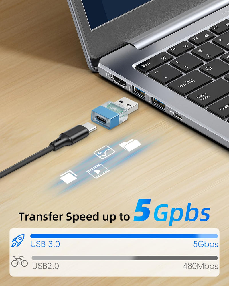 GELRHONR USB C to USB Adapter, Type C Female to USB Male Adapter USB 3.0 High Speed Data Transfer,4 Pack Type C F to USB M